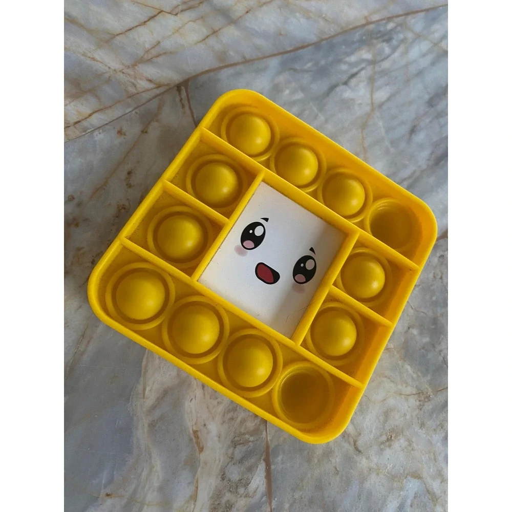 Yellow‎ Square Pop Fidget Toy Kawaii Smiling Face Sensory Stress Relief 4x4
